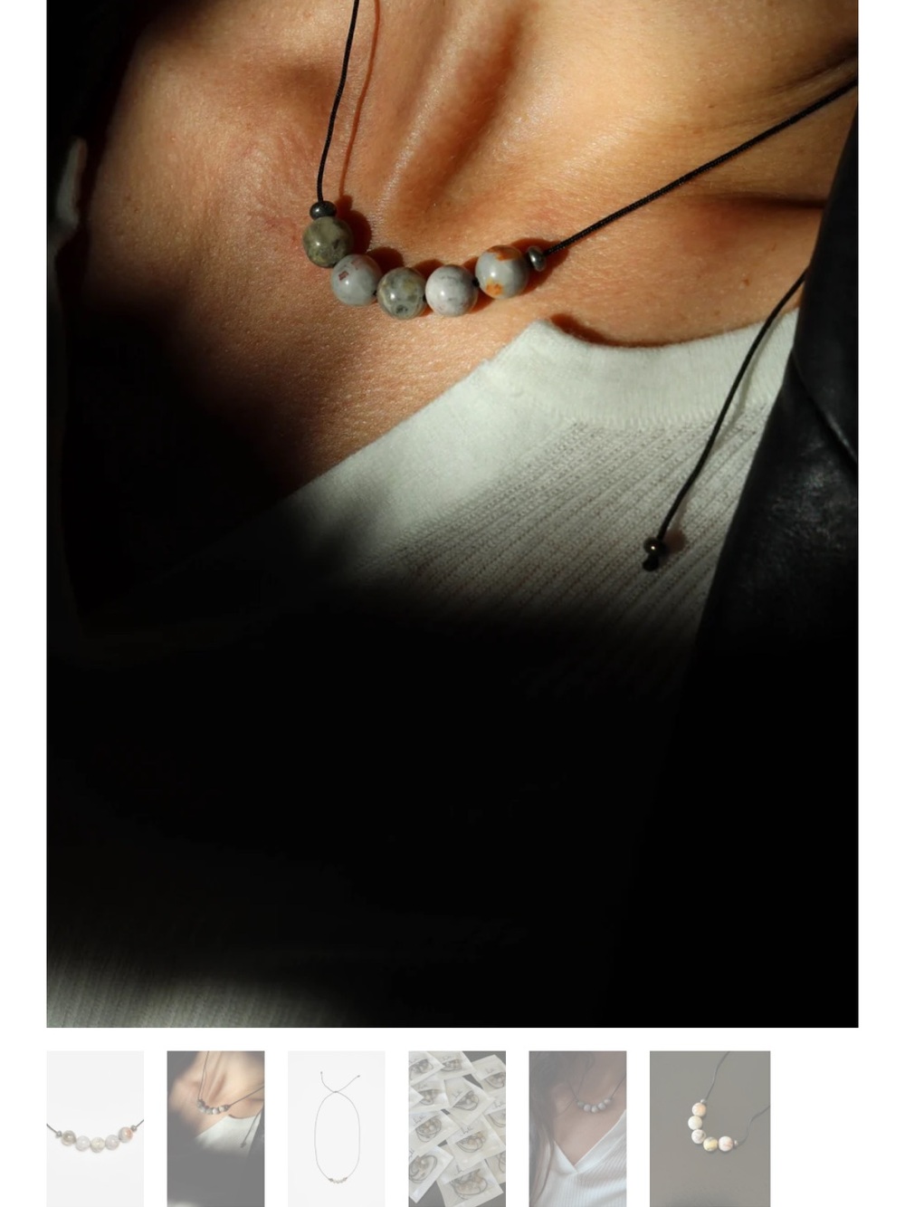 Bagatiba Polished Multi-Bead Necklace in Cream, Gray & Rust